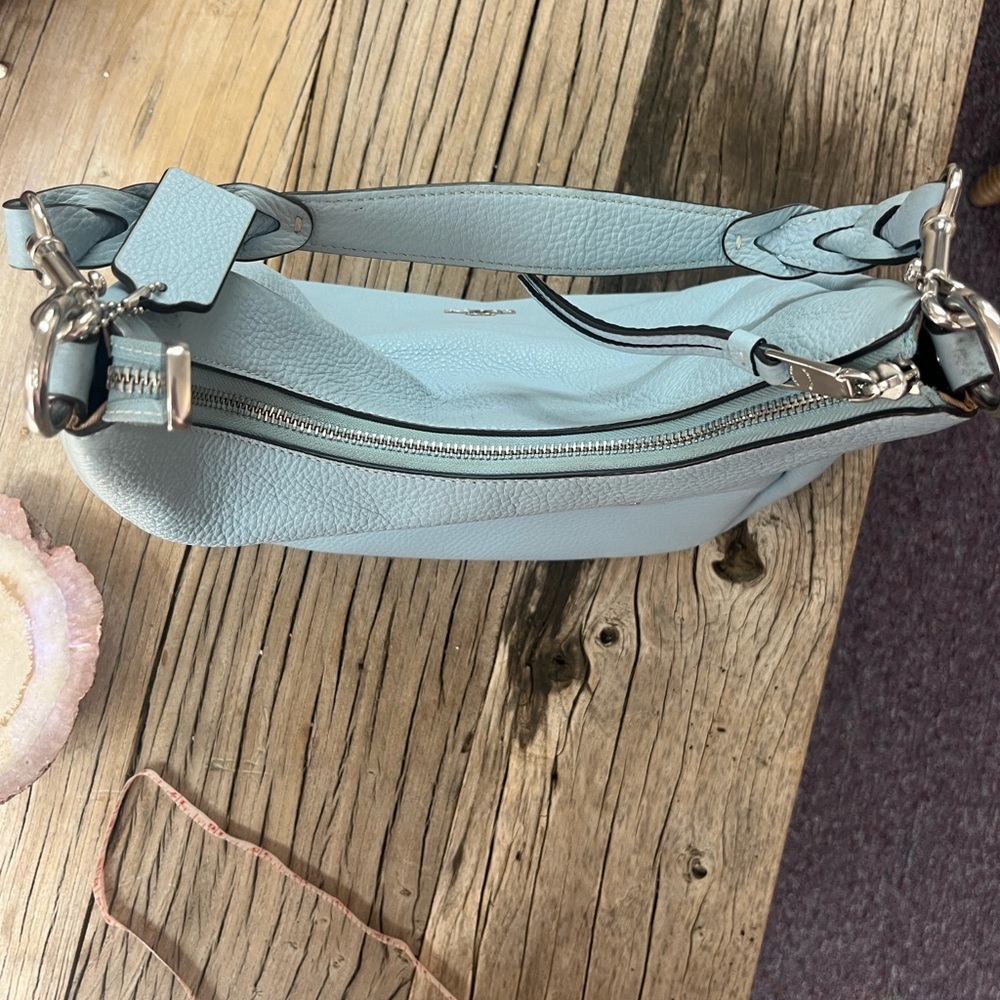 Coach Jules Pebbled Leather Shoulder Hobo in Light Blue - Picture 5 of 13